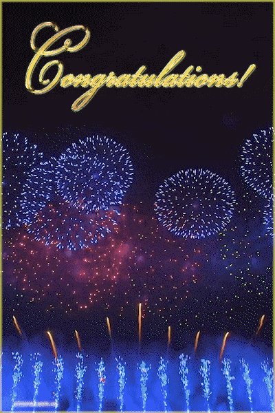 card with fireworks CONGRATULATIONS